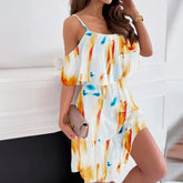 Backless Off Shoulder Floral Print Boho Beach Dress